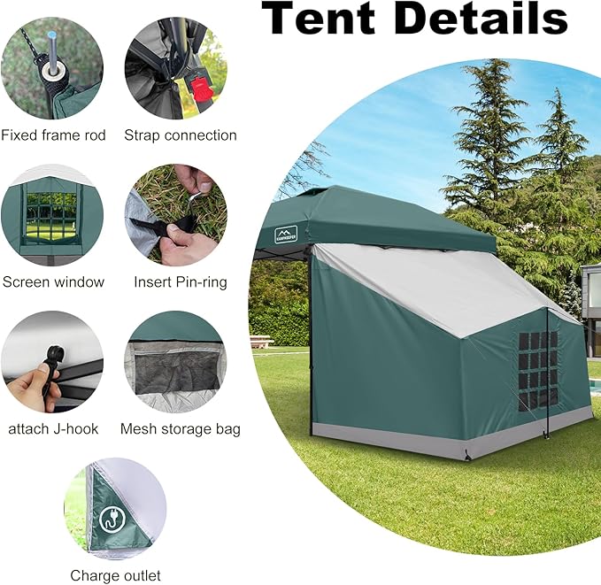 KAMPKEEPER Canopy Side Tent Camping Canopy Tent for 10x10 Pop Up Canopies Cube Tents Gazebo Room Compatible with 10' Wide Canopies(Canopy Not Included)