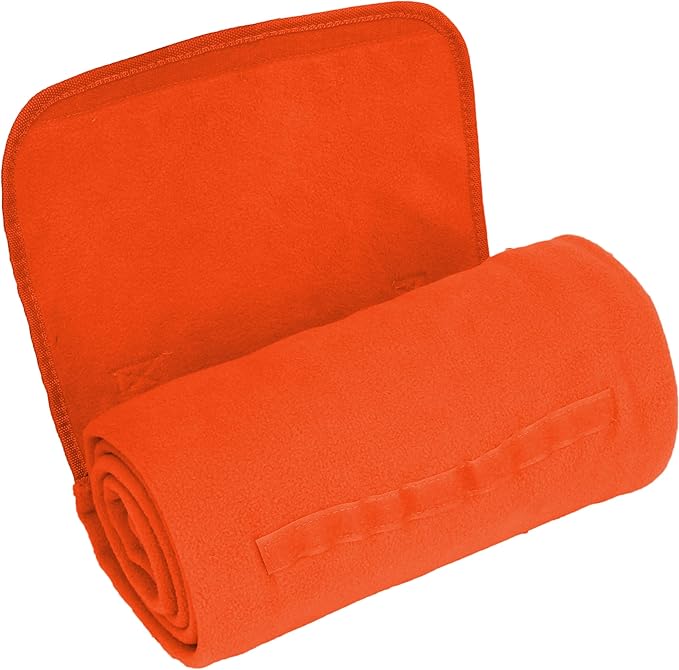 Threadart Personalized Embroidered Portable Blanket with Carrying Strap | Monogrammed Customized Travel Sports Stadium | Soft Fleece | 58in x 48in - Orange | for Picnic Outdoor Blanket
