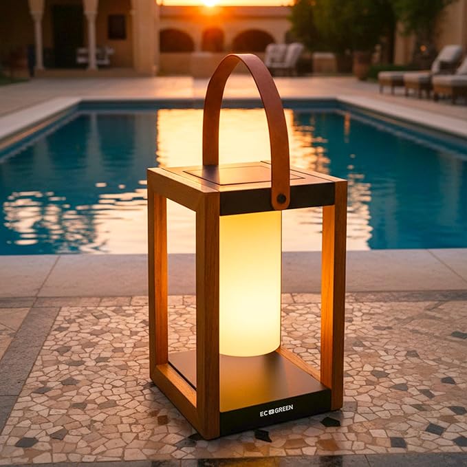 EcoGreen Solar Lantern with Handle – 7.87x12.2 in Waterproof Outdoor Solar Light Warm White 8H Auto-On Portable for Patio Yard Pathway Porch &amp Camping (Single Pack)