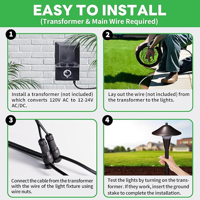 Pathway Landscaping Lighting Low Voltage 5cct Modes Garden Path Light LED 12V Outdoor Waterproof Sidewalk Lights 5W 200LM Oil Rubbed Bronze Aluminum for Outside Walkways Yard (12 Pack)