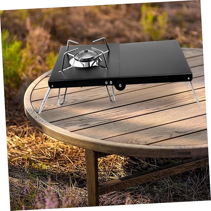 POPETPOP Folding Camping Table with Heat Shield Adjustable Aluminum Outdoor Grill Side Table for BBQ Lightweight Easy to Carry for Garden Patio and Use