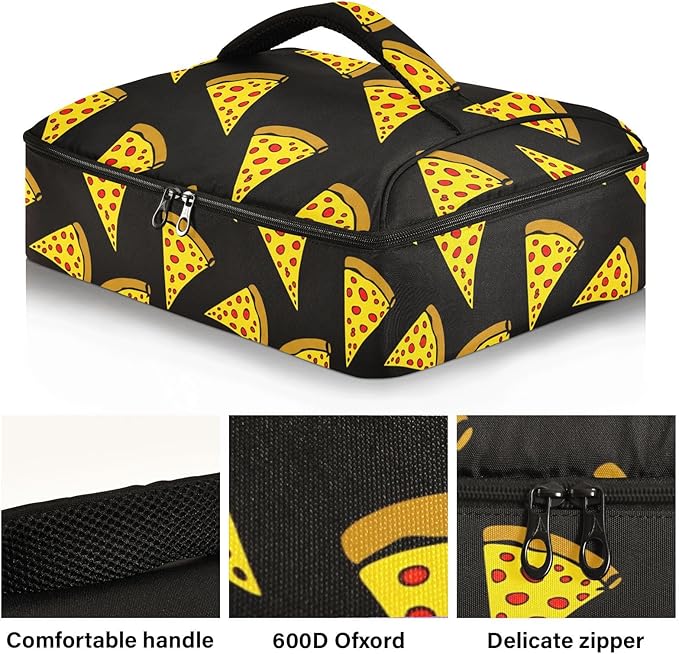 CEBUGI Cartoon Pizza Insulated Casserole Carrier for Hot or Cold FoodInsulated Food Carrier for Potluck Parties/Picnic/CookoutsFits 9x13