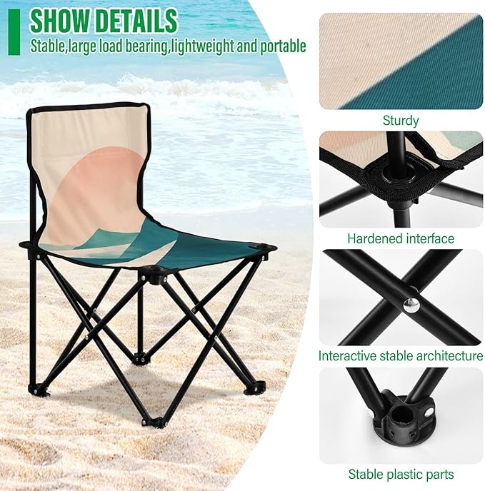 Big Sun Mountains Portable Camping Chairs Folding Chair - Durable Oxford Fabric Lightweight Iron Frame Easy Fold Design - Ideal for Outdoor Activities Camping Fishing and Travel