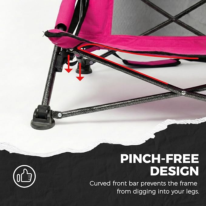 Beach Chair High Back Support Portable Folding Chair for Adults with Head Pillow Shoulder Straps for CampingConcertPicnicSports Events