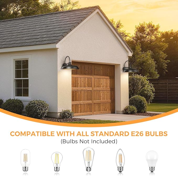 16in Large Barn Lights Outdoor Hardwired Farmhouse Outside Lighting Fixture Rustproof Modern Exterior Barn Lanterns Classic Gooseneck Hallway Wall Sconces for Porch Patio Backyard Set of Two