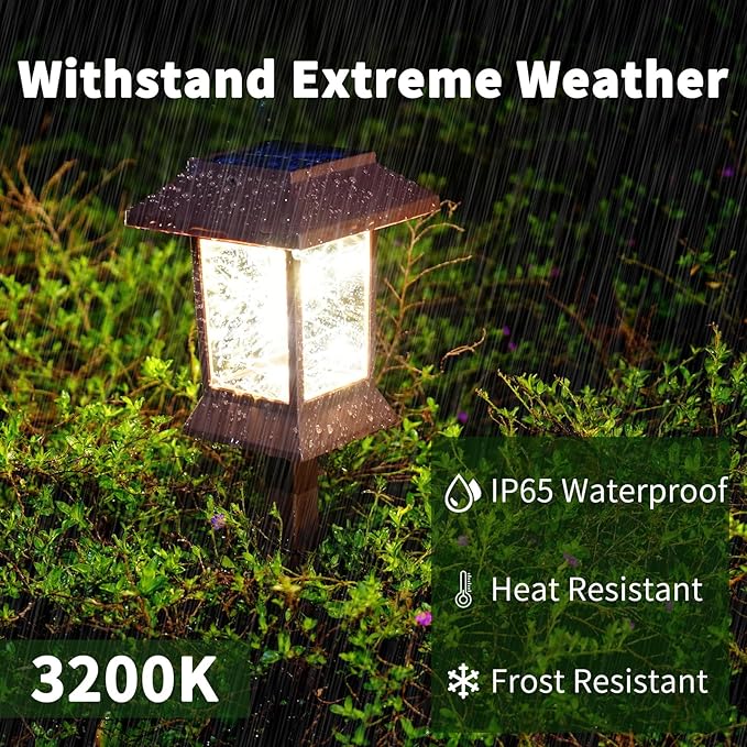 6Pack Solar Pathway Lights Outdoor Waterproof IP65 Solar Lights Outdoor with Hook Upgraded 1000mAH Battery Up to 12Hrs Auto On/Off Garden Decor for Yard Driveway Walkway (LED)