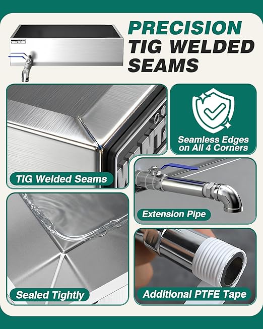 WantJoin Maple Syrup Evaporator Pan 10 GAL - Syrup Evaporator Pan Stainless Steel w/Elbow Pipe 24 * 18 * 6 Inch Makes 150 Bottles of 50oz Upgraded Leak-Proof TIG Welded Seams