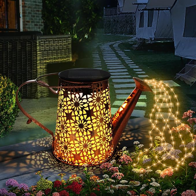 Forlivese 2PCS Solar Watering Can with LightsOutdoor Decorations with Hanging Solar Garden Lights with Bracket Waterproof Watering Can Landscape Light for Patio Gardening Pathway 36LED