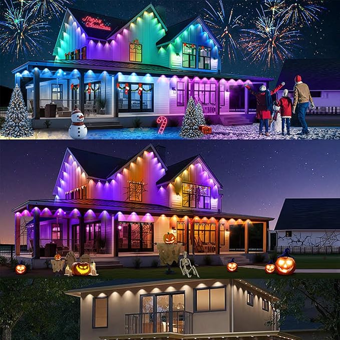 Permanent Outdoor Lights with App &ampP67 Waterproof Smart Eave Lighting Remote Control Eaves Light DIY LED Scenes Modes for ChristmasHalloweenDaily &amp Holiday Party DecorHouse Roof Lighting