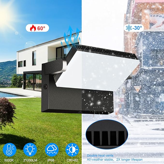 ledmo LED 150W Wall Pack Light Outdoor Switch Control Freely Rotating LED Wall Mount Light 5000K Waterproof Black Modern Flood Security Lighting Fixture for Warehouse Shop Barn Building4 Pack