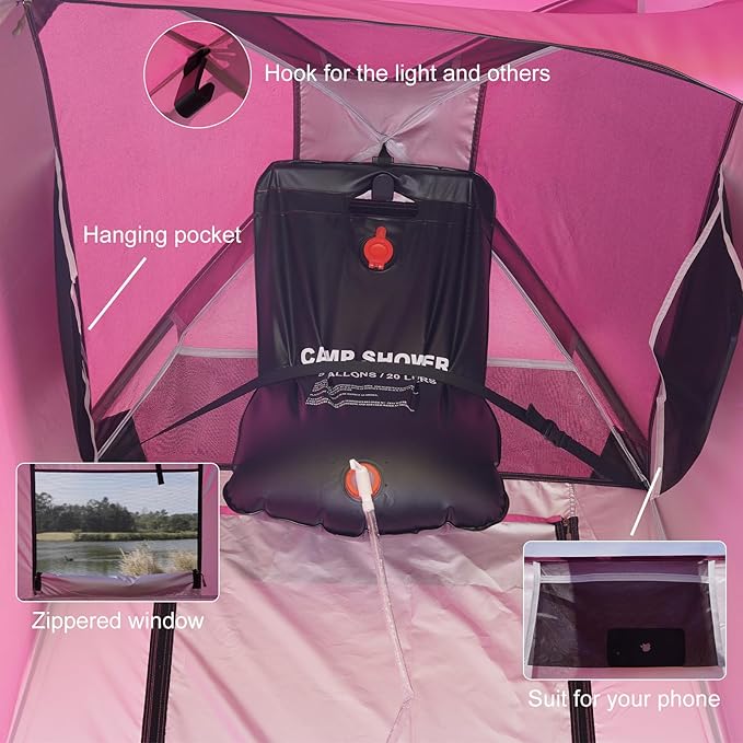 Vidalido Outdoor Camping Shower Tent Easy Setup Privacy Tent Changing Room Portable Camp Shower Tents for Camping with Floor Waterproof Privacy Shelters Camping Toilet Tent