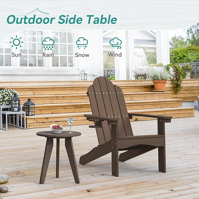 Outdoor Side Table HDPS Outdoor Table Small Round Side Table Weather-Resistant Outdoor Side Tables for Patio PorchDeckEnd Table for Plant Stand Dark Brown