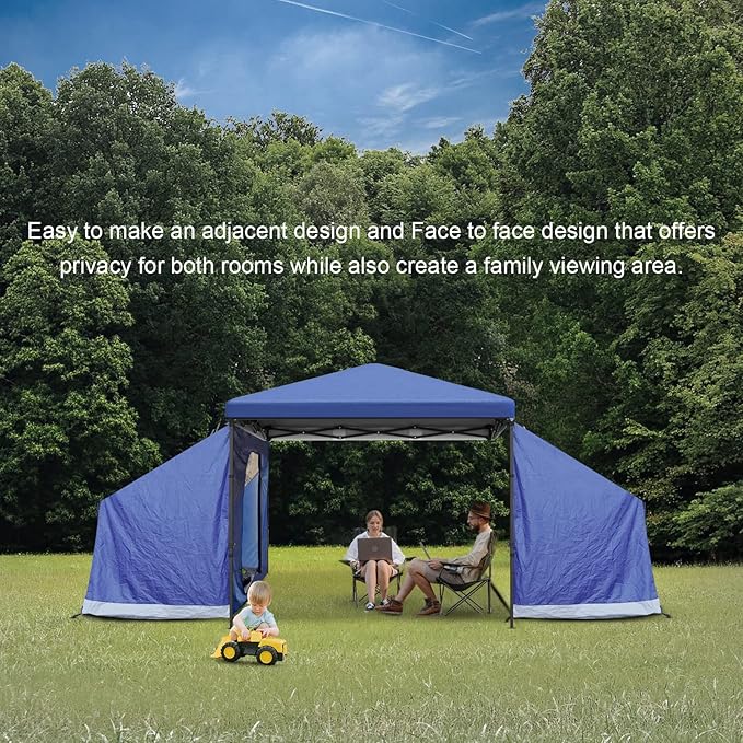 KAMPKEEPER Side TentCamping Tent for 10' x 10' Pop Up Canopy Easy Set Up GazeboCompatible with 10' Wide Canopy Tents（Blue）