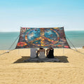 ALAZA Colorful Peace Sign Flower Beach Tent Sun Shelter UPF50+ Protection Beach Shade Canopy w/ 4 Sandbags for Outdoor Camping Fishing Backyard Fun Picnic 10x9 ft
