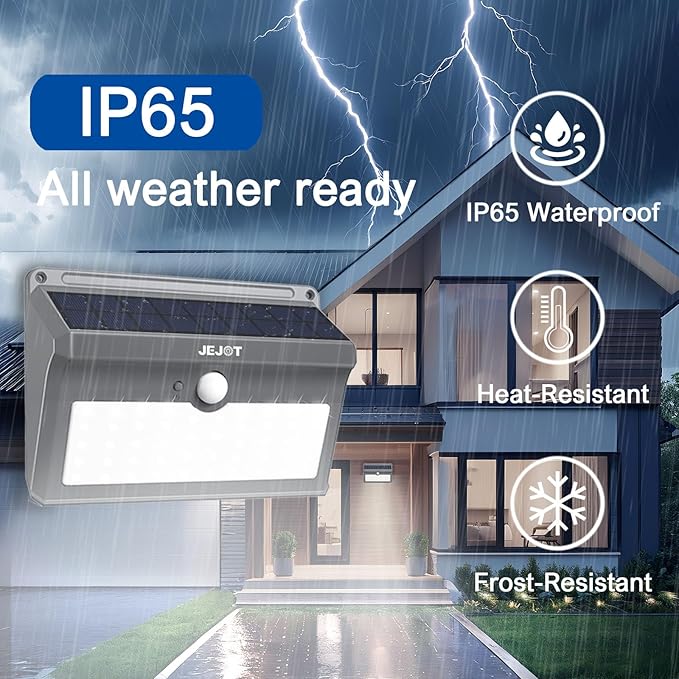 6 Pack Solar Motion Lights Outdoor Waterproof 270° Wide Angle3 Modes Solar Wall Lights Anti Glare Solar Powered Flood Lights for Fence Garage Garden Patio Yard