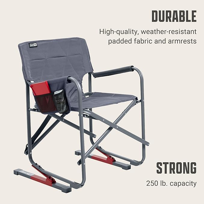 Coleman Pro Rocker Chair Easy &amp Fast Folding Up to 250lb Capacity Great for Camping Easily Portable Mussel