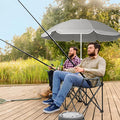 Double Folding Camp and Beach Chair with Removable UmbrellaPortable Camping Chair Outdoor Lawn Folding Chairs for Adults Heavy Duty Large Foldable Chairs for Beach Camp Chair for Adults Gray