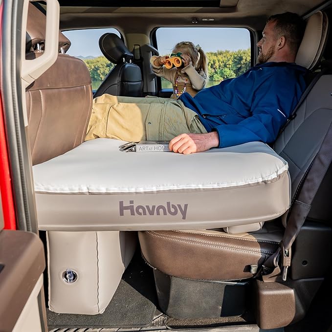 Truck Cabin Mattress TPU Air Foam Camping Bed for Back Seat Inflatable CozyPad with Rechargeable Built-in Pump Portable Sleeping Mattress for RAM Pickup Trucks