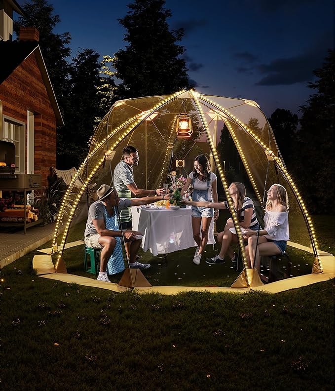 12 x 12 FT Instant Outdoor Clear Bubble Tent 8-10 Person All Weather Sport Tent Instant Rainproof Camping Rain Shelter for Sports Events Patio Fishing 130x130