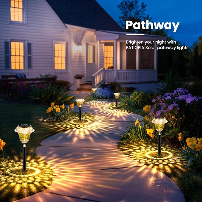 Solar Pathway Lights Garden Decor for Yard Solar Garden Lights for Outside Waterproof Landscape Lighting Garden Decorative for Walkway Driveway Yard Landscape Lawn (8 Pack Warm White)
