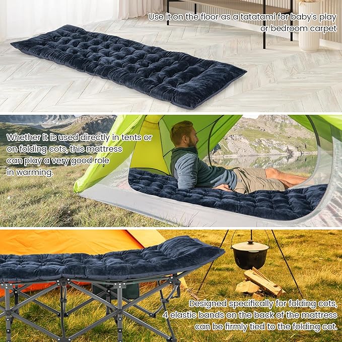 SlickBlue Crystal Velvet Camping Cot Pad Soft and Breathable Cushion