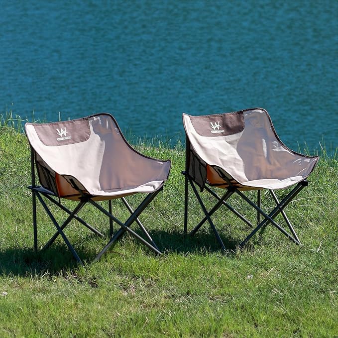 Whitsunday Outdoor Foldable Camping Chair with Built-in Side Pocket (1 Ivory)