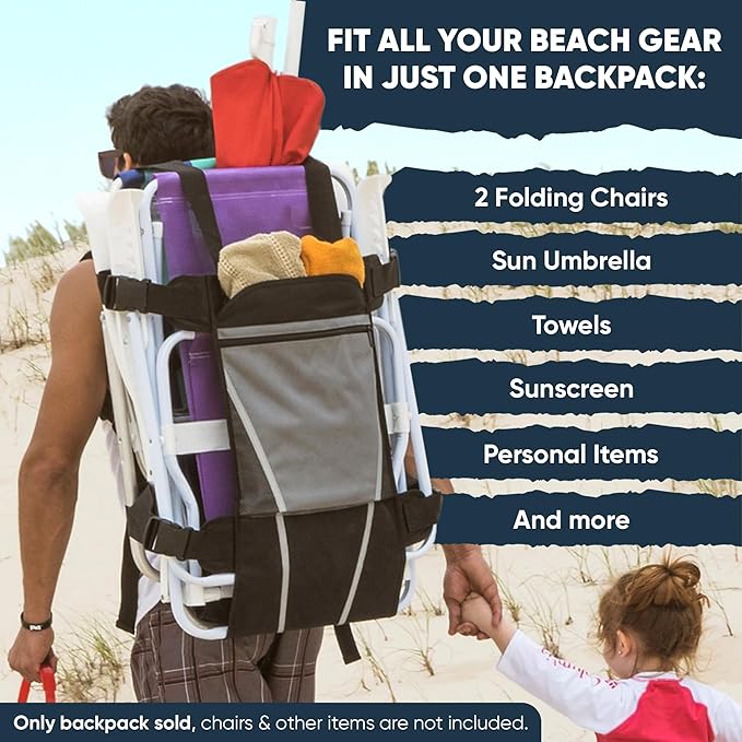 Folding Chair Carrying Bag - Large Beach Chair Backpack -Beach Accessories Must Haves - Beach Chair Carrying Bag - 2025 Version Reinforced and Stronger Zippers