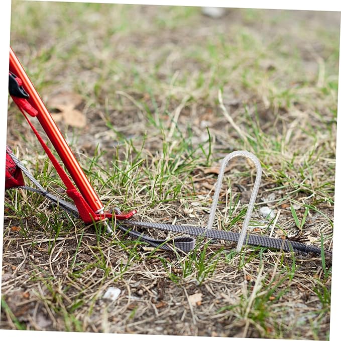 4Pcs U Shaped Steel Ground Nails for Securing Camping Tents and Trampolines Durable Stakes Lightweight and Portable for Safety and Hard Soil Insertion