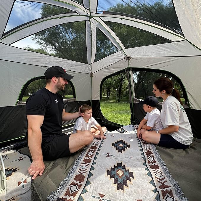 Happy Travel Tent 6 Person Tents for Camping Waterproof Easy Setup Camping Tent with Rainfly Portable Large Family Cabin Tent with 5 Large Mesh Windows and Carry Bag for Outdoor Camping &amp Hiking