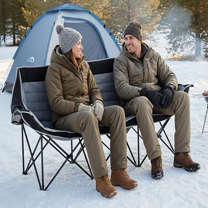 Slsy 3 Person Camping Chair Oversized Folding Triple Chair with Cup Holders &amp Side Pocket 990 LBS Heavy-Duty Portable Outdoor Chair for Camping Picnic Lawn