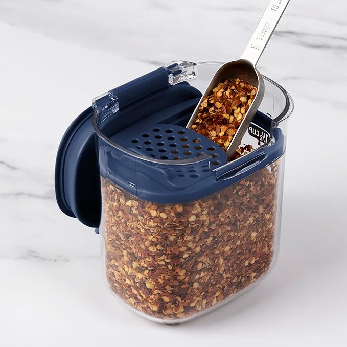 ProKeeper+ Airtight Food Storage Container Set – Clear Plastic Flour and Sugar Canister Set with Magnetic Accessories for Kitchen Organization (Navy 9-Piece)