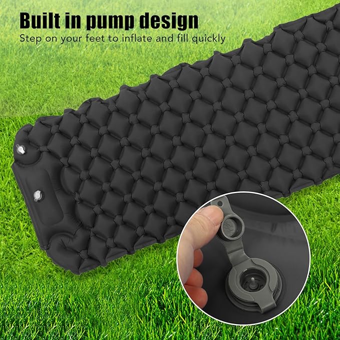 Topyond Inflatable Sleeping Mat Camping Sleeping Pad Ultralight Inflatable Sleeping Mat with Built in Pump Backpacking Camping Air Mattress for Camping