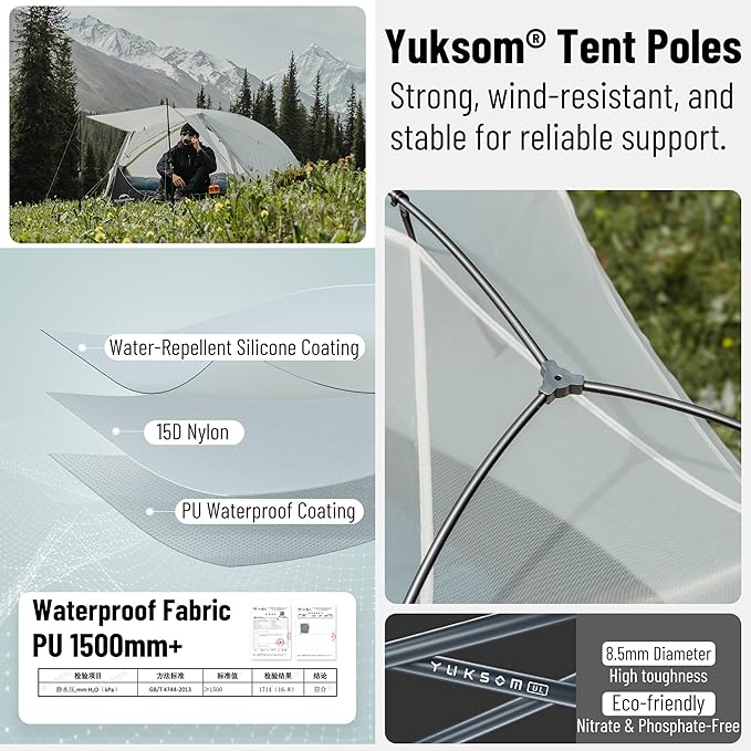 Naturehike Star River UL Camping Tent with Divided Packing Design - 1/2 Person Lightweight Backpacking Tent Double Layer Waterproof Tent for One Man Hiking Travel Cycling Two Person