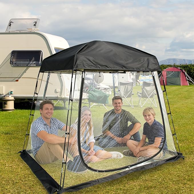 2-4 Person PVC Sports Tent Clear Sun Shelter with Ventilation Window Removable Top Cover 540° View Waterproof Screen Room for Outdoor Activities Sport Event Camping Fishing 6.56×4.76×6.23 FT (L×W×H)