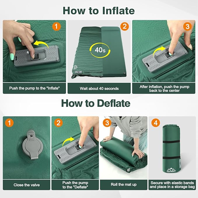 Self Inflating Sleeping Pad with Electric Pump 3.15 Ultra-Thick Memory Foam Camping Mattress 4-Season Sleeping Pad with Built-in Pillow for Camping Tent Car Travel
