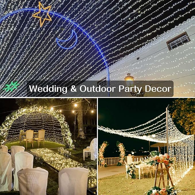 Christmas Lights Outdoor 800LED 330FT Warm White String Lights 8 Mode Plug in Waterproof Decor Twinkle Lights for Bedroom Xmas Thanksgiving Wedding Party Garden Yard Tree Decoration