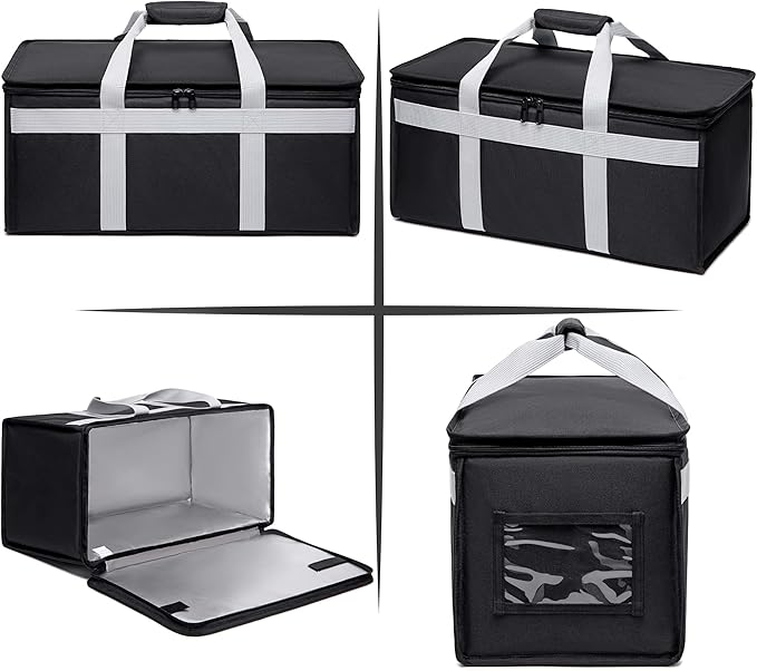 Insulated Delivery Bag Carrier Large 22x10x10 Commercial Grade (Chafing Dish Warming Tray Grocery Pizza Casserole)