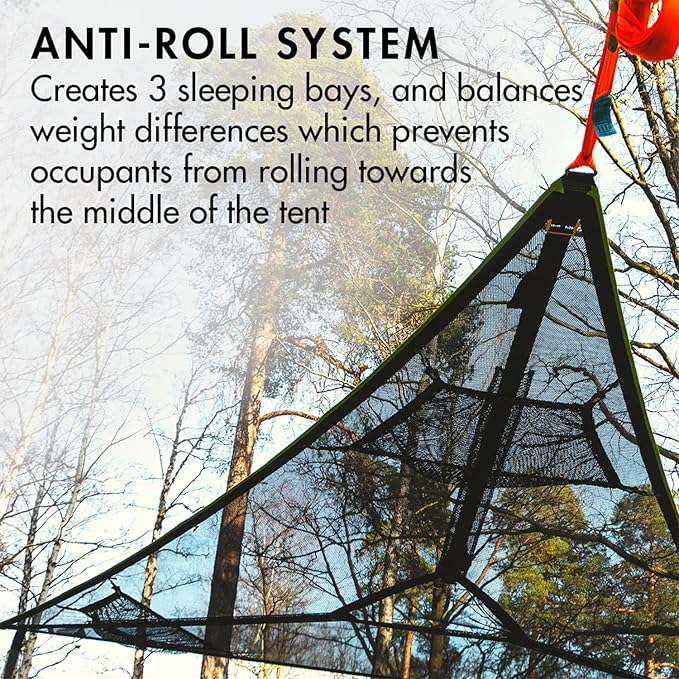 Tentsile Trillium Giant Hammock The Original Tree Tent Company 6 Adult Capacity Anti-Roll Central Hatch Ratches and Straps Included Designed in The UK (6 Person Black Mesh)