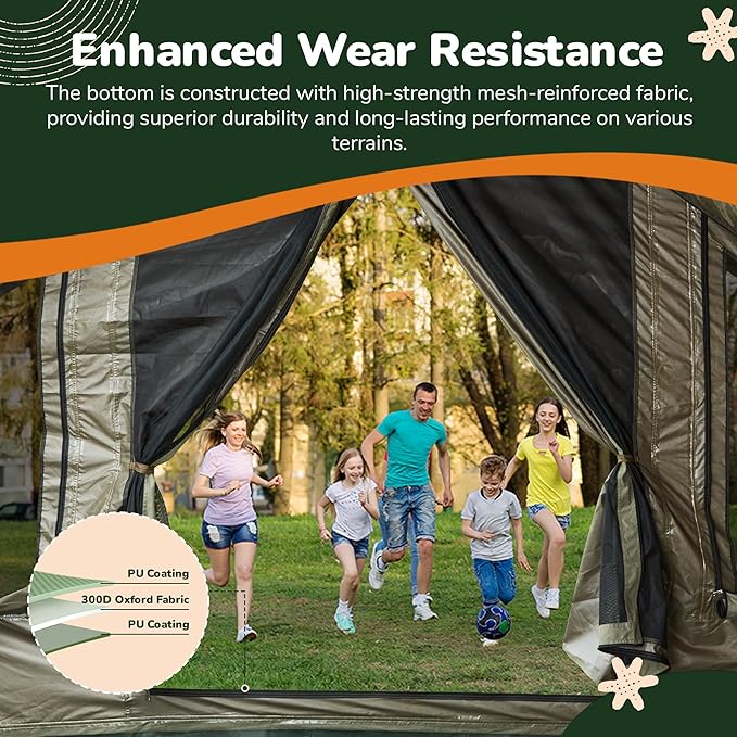 2026 Upgraded Inflatable Tents for Camping 6-8 Person Blow Up Tent with TPU Skylight Mesh Windows Stove Jack &amp Pump Easy Setup 4 Season Large Inflatable Tent Waterproof &amp Windproof