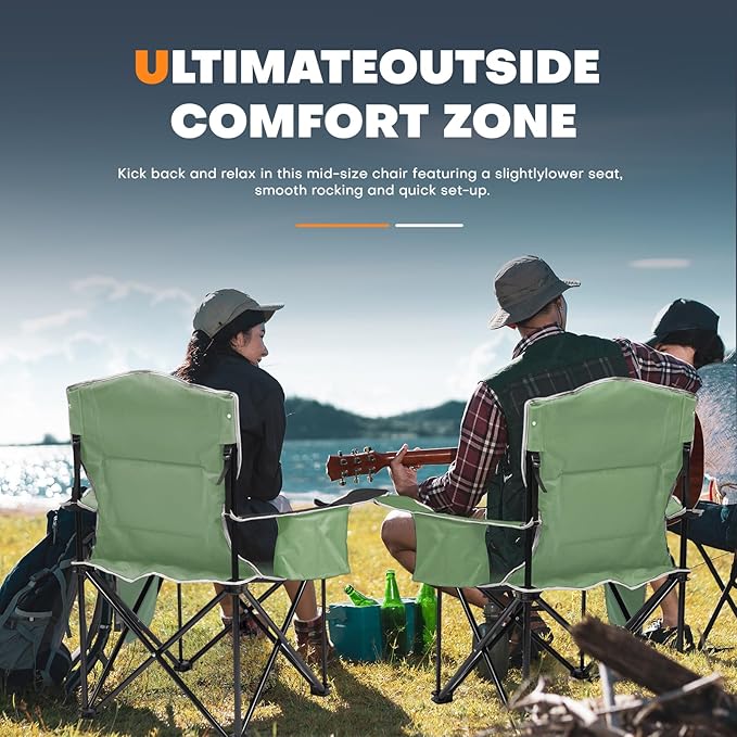 XMT Premium Padded Folding Chair Extra Wide &amp Heavy Duty 450lbs Capacity Portable Camping Chair with Insulated Cooler Cup Holder &amp Storage Compact Foldable for Outdoor Beach Picnics