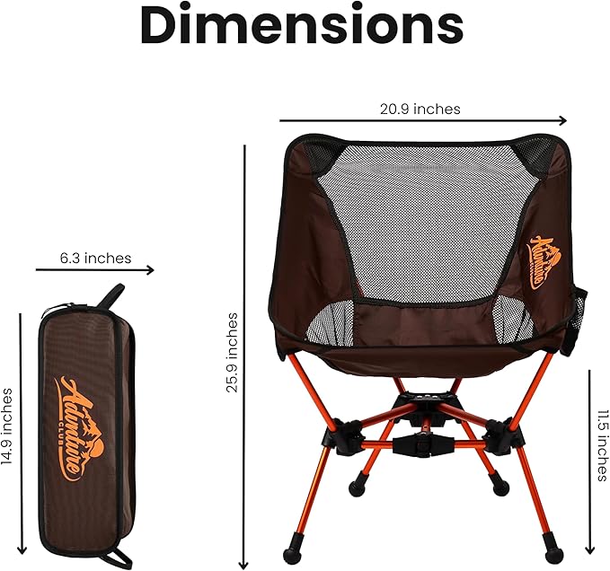 Portable Camping Chair - Lightweight Compact Foldable &amp Sturdy | Backpacking Chair for Camping Hiking Beach Tailgates and More | 330 Lbs Capacity
