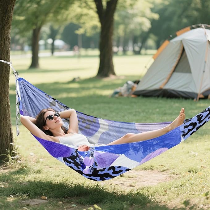 OTVEE Camping Hammock Heart Charm Print Portable Hammocks 500lb Upgraded Thickened Durable Single Hammocks with Tree Straps &amp Travel Bag for Camping Outdoor Indoor Patio Backyard