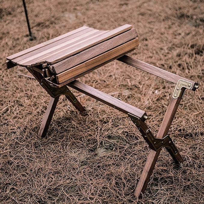 Solid Wood Folding Picnic Table Portable Outdoor Camping with Removable Egg Roll Top