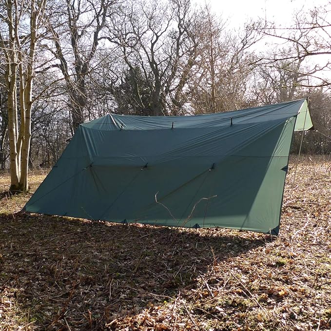 DD Hammocks - DD Tarp 5x5 - Olive Green (16ft x 16ft) - 100% Waterproof Lightweight &amp Multifunctional Rainfly Extra Large Tarp Tent Group Shelter for Camping Day Trips Adventure &amp Scouts