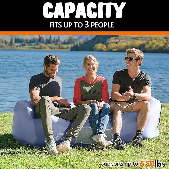 AlphaBeing Inflatable Lounger Beach Chair Accessories Air Sofa Hammock Inflatable Couch for Camping Backyard Lakeside with Compression Sacks Ideal Outdoor Gifts for Adults