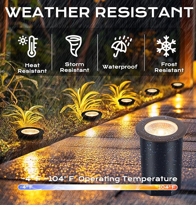 [6 Pack] CLOUDY BAY 9W LED Landscape Well Lights2700K/3000K/3500K/4000K/5000K SelectableLow Voltage 12V/24V Ground LightingWaterproof Outdoor In Ground Lights for UplightsBronze
