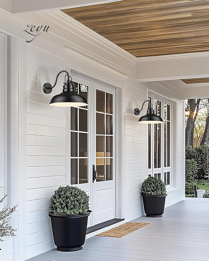 zeyu 2 Pack Barn Lights Exterior Wall Mount Light for Porch 18 Inch Modern barn Lights Matte Black Finish 016-1BL-2 BK