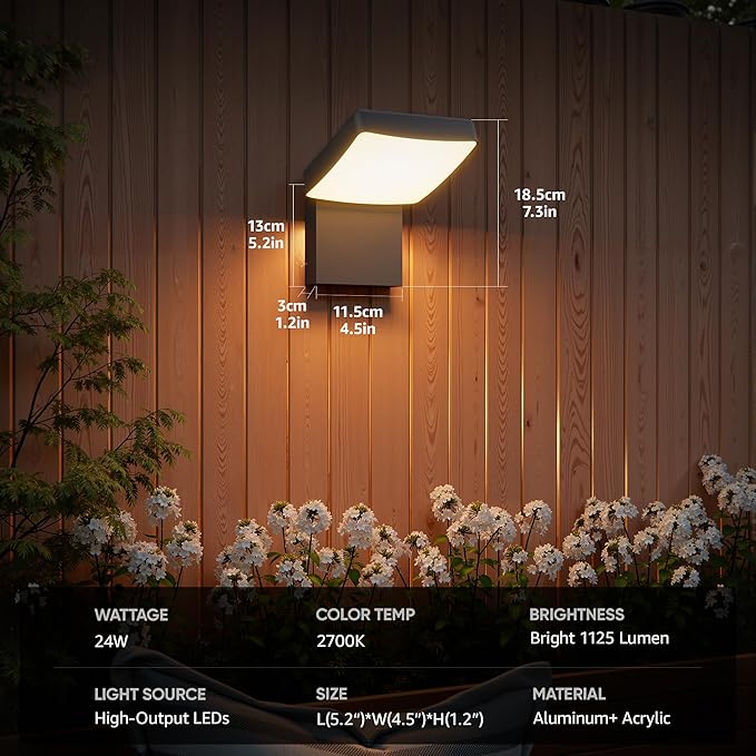 LED Rotatable Outdoor Wall Light 2-Pack 350° Adjustable Head Modern Porch Light for House Garage Patio 2700K Warm White IP65 Waterproof Matte Black Aluminum Modern Sconce