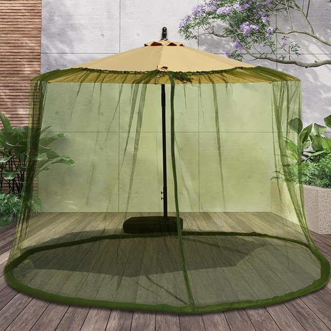 Mosquito Net for Patio with Zipper Door and Water Tube Suitable for Outdoor Patio Camping Umbrella 7.5-1 1FTJVLJVL (grmy green)