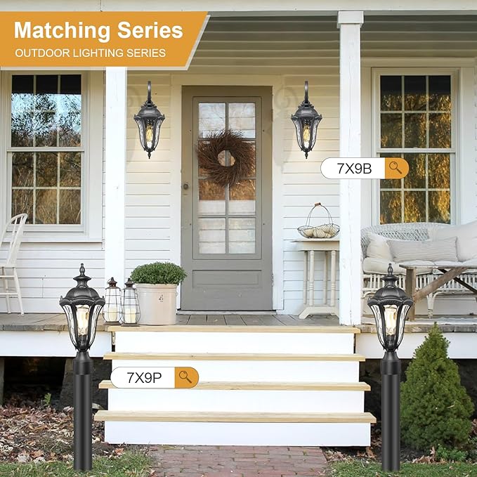 Outdoor Porch Lights Wall Mount Outdoor Sconce Lighting Waterproof Exterior Porch Light Anti-Rust Aluminum Outside Latern with Water Ripple Glass for House Yard Hallway Doorway Patio